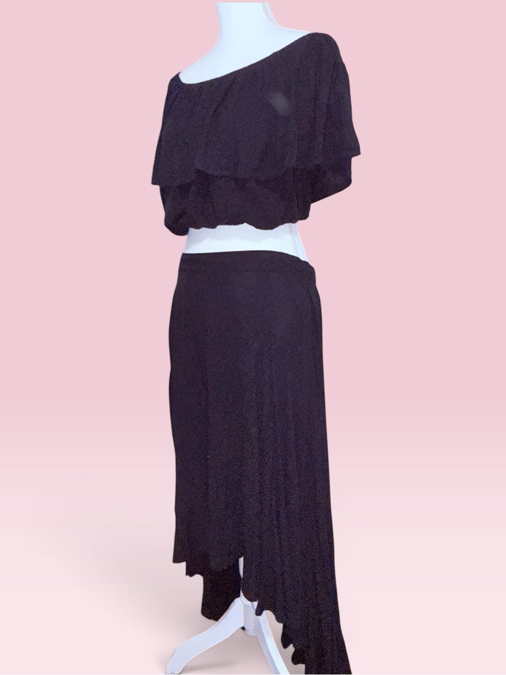Torrid Black Ruffled Two-Piece Maxi Skirt Set